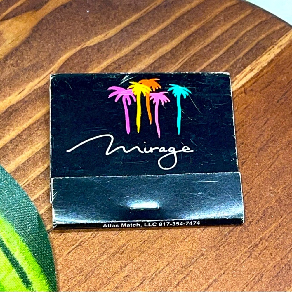 Vintage Matchbook Mirage Las Vegas Palm Trees Black Unstruck